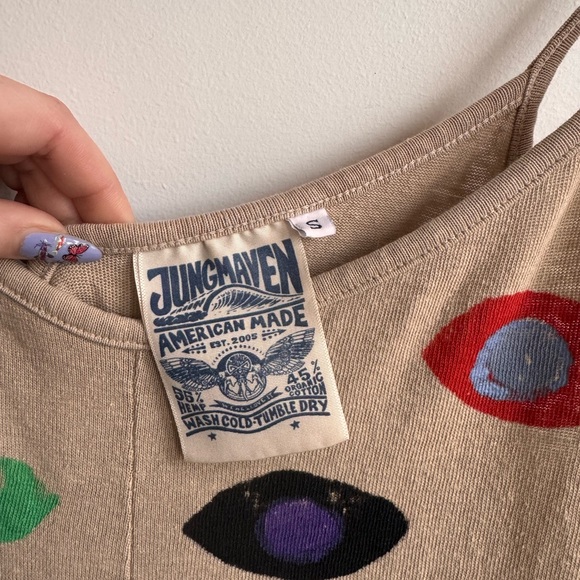 RARE Jungmaven Wild Eyes Sespe Jumpsuit with Colorful Eyeball Block Print - Picture 3 of 5